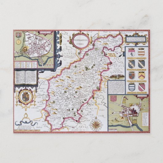 ノースントンシャー、Jodocus Hondiusによる彫刻 ポストカード (正面)