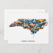 ノース鮮やかカロライナ景観地図アート | コロフ シーズンポストカード (正面/裏面)