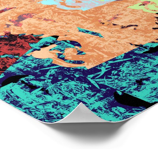 ノーズアートIカラフル抽象芸術アートと犬 ポスター (角)