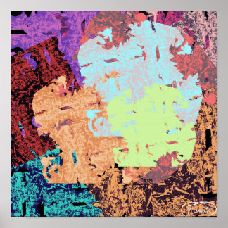 ノーズアートIカラフル抽象芸術アートと犬 ポスター