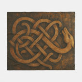 ノーズウルフシギル – バイキングルーンArt on Black Stone フリースブランケット (正面(横))