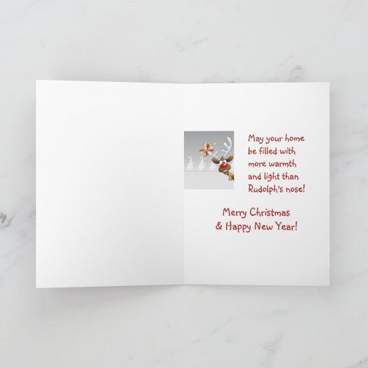 ノーズユーモアのトナカイ、スノーフレークのドクターホリデー シーズンカード (内部)