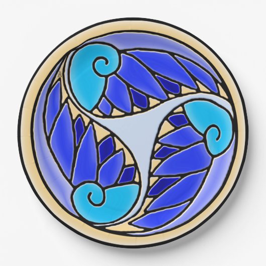 ノーチラスとパ離れーム- 3ブルース、イエロー、ブラック ペーパープレート (正面)