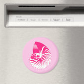 ノーチラスのシェル – 明るい赤紫色ピンクと白 マグネット (インサイチュ (食洗機))