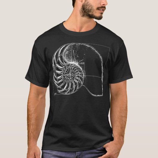 ノーチラスの貝殻のフィボナッチ Tシャツ (正面)