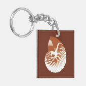 ノーチラスの貝殻 – ココアブラウンと白 キーホルダー (正面左)