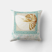 ノーチラス外殻水色ギリシャ鍵ダマスクビーチ クッション (裏面)