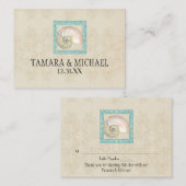 ノーチラス外殻水色ギリシャ鍵ダマスクビーチ プレイスカード (正面/裏面)