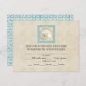 ノーチラス外殻水色ギリシャ鍵ダマスクビーチ 出欠カード (正面/裏面)