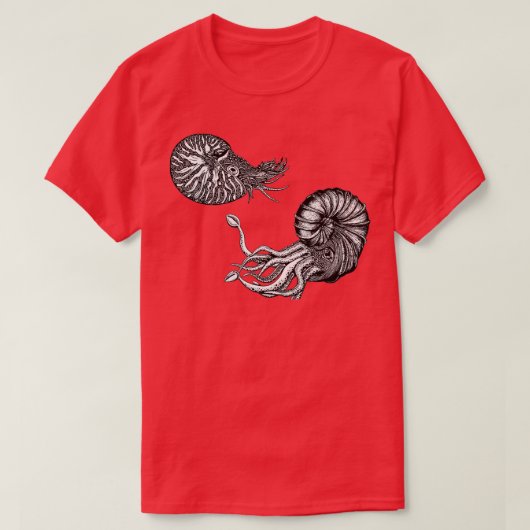 ノーチラス・アンモン岩イラストレーション Tシャツ (デザイン正面)