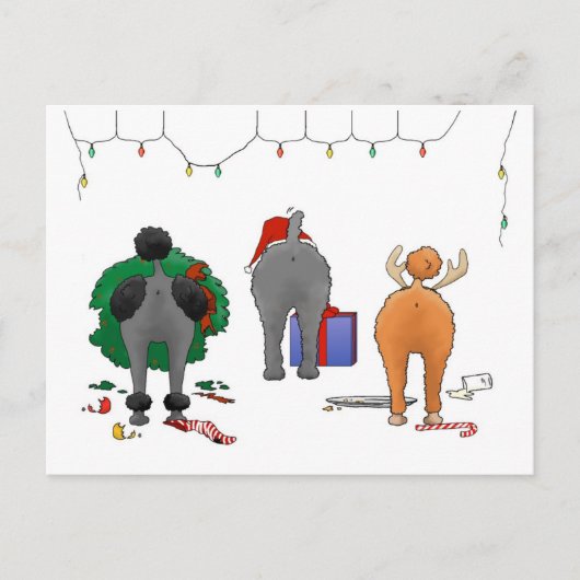 ノーチンお尻プードルクリスマス シーズンポストカード (正面)