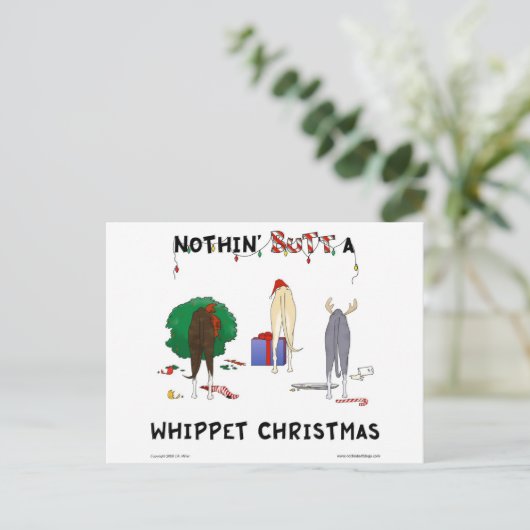 ノーチンのお尻ウィペットのクリスマス シーズンポストカード (スタンド正面)