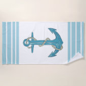 ノーティカいかりとストライプ ビーチタオル (正面)