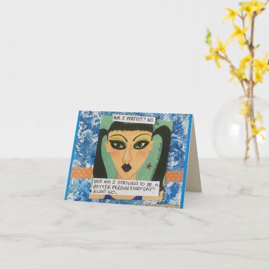 ノーテカード – 私は完璧か？いや。でも私は自分になろうとしている カード (黄色い花)