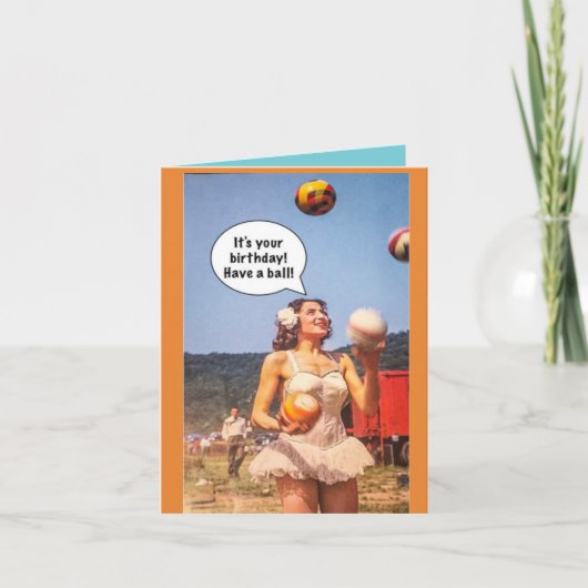 ノーテカード – 誕生日よ。ボールを持って。 カード (正面)