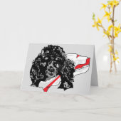 ノートあいさつカード：中空白のにプードル カード (黄色い花)