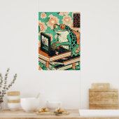 ノートおもしろいパソコンのカエル | ユニーク動物愛好家 ポスター (キッチン)