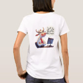 ノートおもしろいパソコン付き牛ボス Tシャツ (裏面)