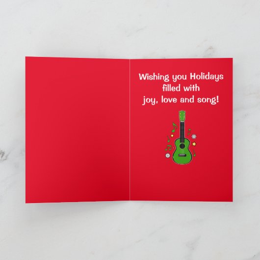 ノートおよび星が付いている休日のウクレレ シーズンカード (内部)