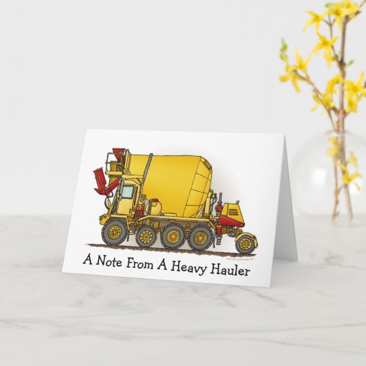 ノートからの… コンクリートミキサー車のトラックのメッセージカード カード (黄色い花)