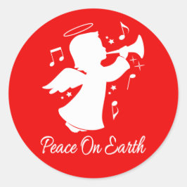 ノートが付いているトランペットを吹く天使 ラウンドシール