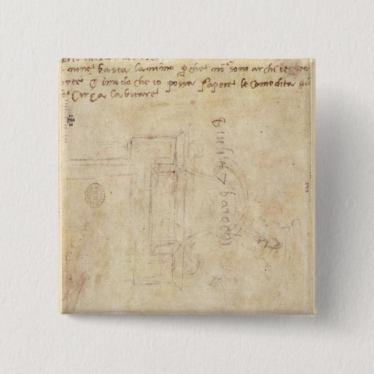 ノートが付いている建築勉強 缶バッジ (正面)