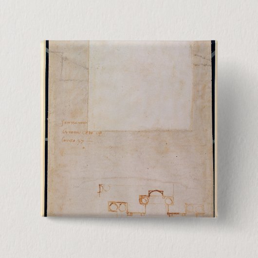 ノートが付いている建築勉強 缶バッジ (正面)