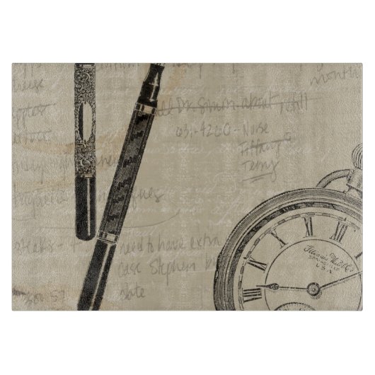 ノートとの万年筆そしてWatchface カッティングボード (正面)