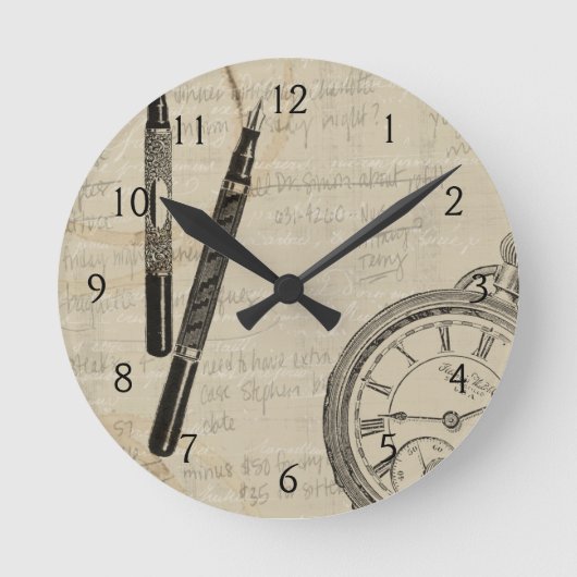 ノートとの万年筆そしてWatchface ラウンド壁時計 (正面)