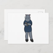 ノートとペンを持ったヒポポタマスの秘書 ポストカード (正面/裏面)