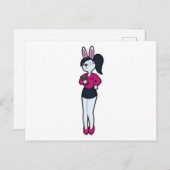 ノートと眼鏡を付けたウサギの秘書 ポストカード (正面/裏面)