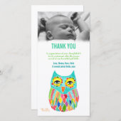 ノートのベビーのフクロウの写真カードテンプレートありがとう サンキューカード (正面/裏面)