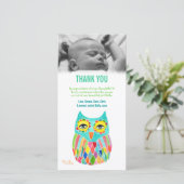 ノートのベビーのフクロウの写真カードテンプレートありがとう サンキューカード (スタンド正面)