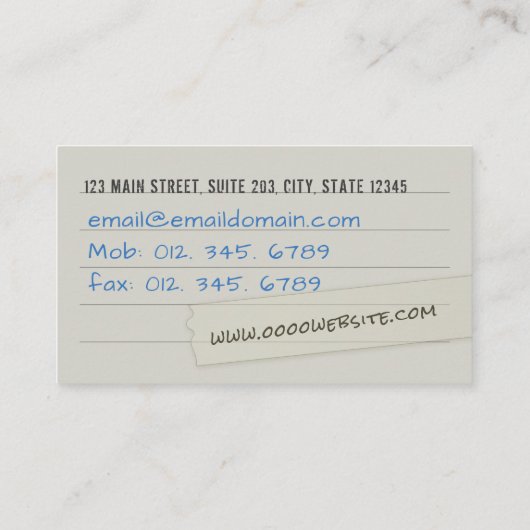 ノートのページの名刺 名刺 (裏面)