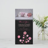 ノートの女の赤ちゃんのピンクの写真カードテンプレートありがとう サンキューカード (スタンド正面)