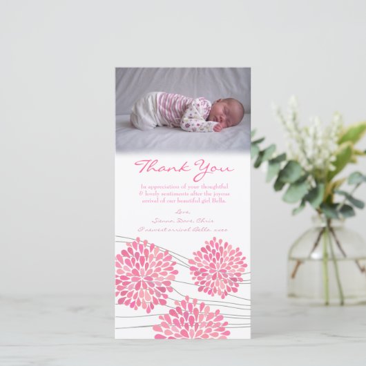 ノートの女の赤ちゃんの写真のカスタムのテンプレートありがとう サンキューカード (スタンド正面)