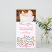 ノートの女の赤ちゃんの写真カードテンプレートありがとう サンキューカード (スタンド正面)