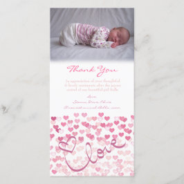 ノートの女の赤ちゃんの写真カードテンプレートありがとう サンキューカード