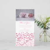 ノートの女の赤ちゃんの写真カードテンプレートありがとう サンキューカード (スタンド正面)