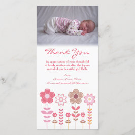 ノートの女の赤ちゃんの写真カードテンプレートありがとう サンキューカード