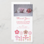 ノートの女の赤ちゃんの写真カードテンプレートありがとう サンキューカード (正面/裏面)