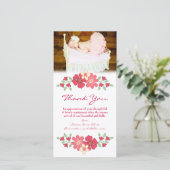 ノートの女の赤ちゃんの写真カードテンプレートありがとう サンキューカード (スタンド正面)