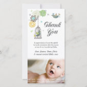 ノートの女の赤ちゃんの写真カードテンプレートありがとう サンキューカード (正面)