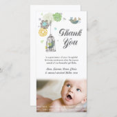 ノートの女の赤ちゃんの写真カードテンプレートありがとう サンキューカード (正面/裏面)