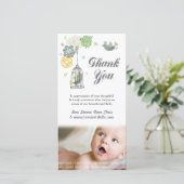 ノートの女の赤ちゃんの写真カードテンプレートありがとう サンキューカード (スタンド正面)