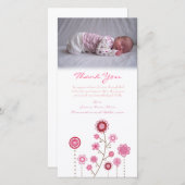 ノートの女の赤ちゃんの写真カードテンプレートありがとう サンキューカード (正面/裏面)