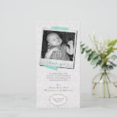 ノートの男の赤ちゃんの青いWashiテープありがとう サンキューカード (スタンド正面)