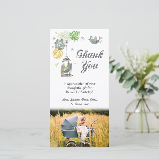 ノートの第1誕生日の女の子のテンプレートありがとう サンキューカード (スタンド正面)