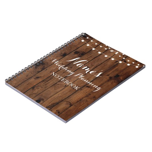 ノートの素朴な木製の結婚式の計画のアイディアのノート ノートブック (左側)