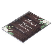 ノートの素朴な木製の結婚式の計画の白い花 ノートブック (左側)